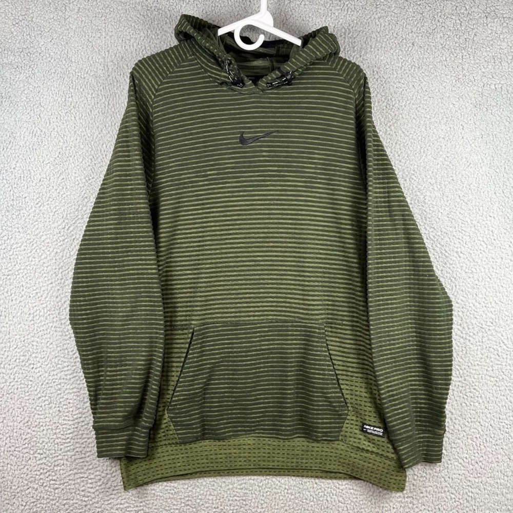 Nike Pro Therma FIT ADV Hoodie Men's Medium Green Black Swoosh‎ DD1707-355